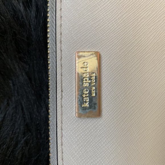 KATE SPADE beige/black Saffiano Leather Zip Wallet - Picture 3 of 3